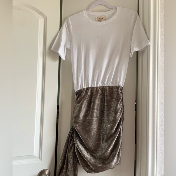 Porridge Crew-Neck Metallic Twofer Mini Dress - Picture 9 of 11